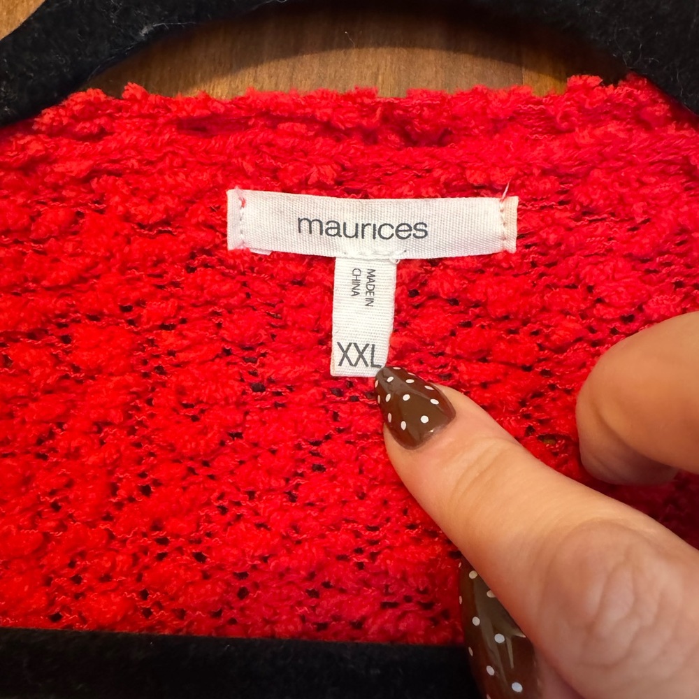 Maurice’s Women’s Plus Size Red Open Cardigan - Size XXL - Picture 6 of 6